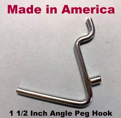 (10 PACK) Angle 1 1/2 . All Metal Peg Hooks  For 1/8 & 1/4 Inch Pegboard (USA) • $7.35