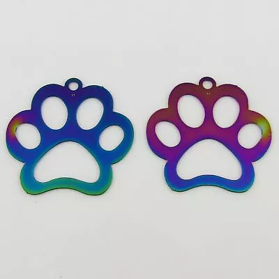 Bulk 6pce Laser Cut Paw Print Charm Pendant Earring Component SSteel 26x26mm • $6.95