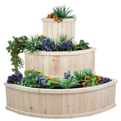 Cascade Tiered Wooden Flower Vegetable Planter Box Timber Outdoor Herb Garden • £110