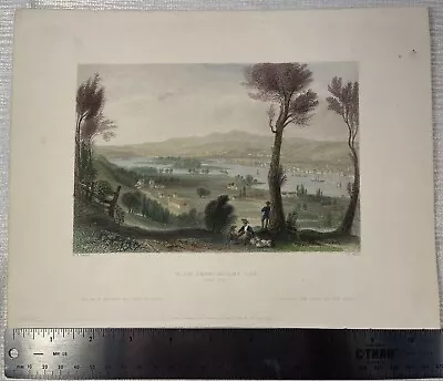 TROY NY VIEW OF MOUNT IDA Hand Colored Steel Engraving 1842 W.H. Bartlett • $19.99