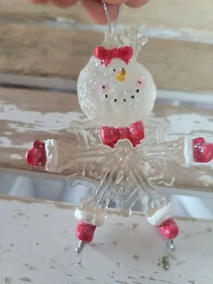 Red Snowman Snowflake Ice Skater Skating Ornament Xmas Holiday Tree Home Decor • $5.18