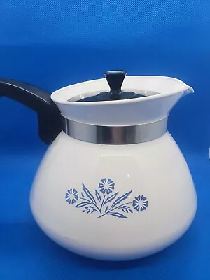 Vintage 2-Quart 8-Cup Corning Ware Blue Cornflower Coffee Tea Pot Carafe 64 Oz • $19.99