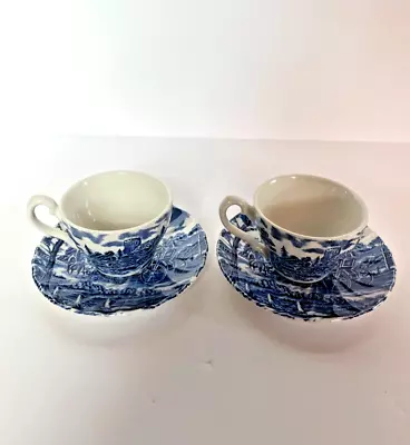 Antique  Myott Staffordshire Transferware Royal Mail Pair Demitasse Cup/saucers • $30