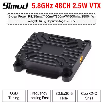 9IMOD 5.8GHz 2.5W 48CH FPV VTX Video Transmitter With CNC Shell For RC FPV Drone • $53.83