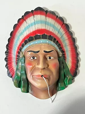 Vintage Native American Chief Chalkware String Holder Wall Hanging • $95