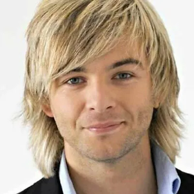 Men Wig Light Blonde Toupee Short Natural Wavy Capless Hair Wigs+wig Cap • $15.20