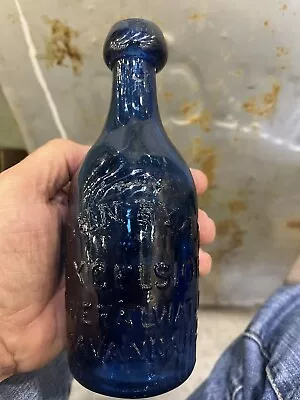 John Ryan Excelsior Mineral Water Savannah GA Iron Pontil Combat Blue Bottle • $300