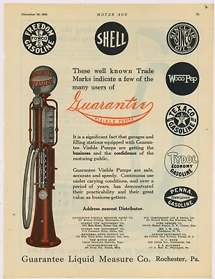 1920 Guarantee Liquid Measure Co. Ad: Visible Gas Pump - Rochester Pennsylvania • $18.88