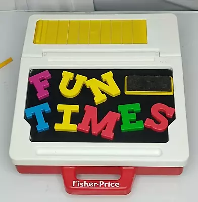 Fisher Price School Days Desk Vintage 1990  Magnet Chalk Board Letters Eraser • $12.85