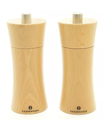 $79.99 • Buy Zassenhaus Frankfurt 5.5  Bamboo Salt Mill & Pepper Grinder Keramik Set Of 2 