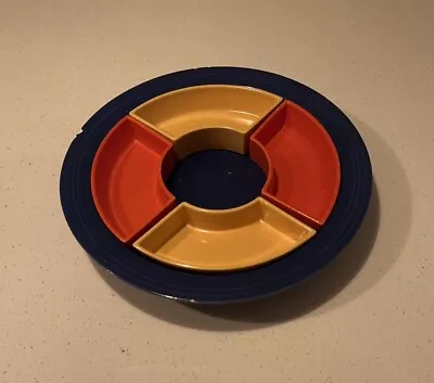 Vintage Fiestaware Relish Dish Cobalt Base With 4 Sections No Center Dish • $245