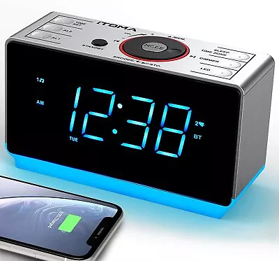 $35.90 • Buy Digital Alarm Clock FM Radio Bedside Night Light,Dual Alarm USB Charge Bluetooth