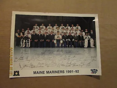 AHL Maine Mariners Vintage 1991-92 Facsimile Autographed Logo Hockey Team Photo • $25