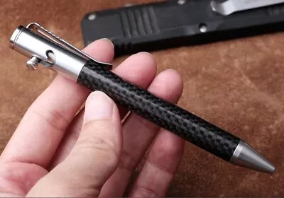 Carbon Fiber Pull Bolt Pocket Ball Pen Signature Pen Portable Outdoor EDC Pen • $15.59