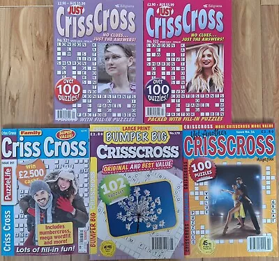 5 X Criss Cross Puzzle Books (Various Titles) - Over 490 Puzzles • £10.99