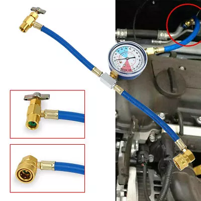 R134A Car Air Conditioning Refrigerant Recharge Measuring Set Hose Gas Gauge Kit • £8.95