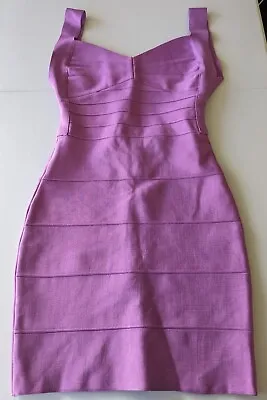 Hot Miami Styles Dress Bandage Bodycon Stretch Fit Open Back Purple Size S • $10.79
