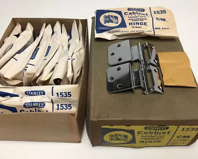 $35 • Buy 12 Pr Vtg Semi Concealed Cabinet Door Hinge Pair 3/8  Inset Stanley 1535
