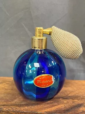 Vintage Murano Glass Perfume Bottle With Atomizer  ~  Refillable Art Glass~ BLUE • $66.96