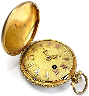 £385 • Buy Antique - Fusee Pocket Watch - 1800’s - Robert Fletcher - Gold Plated - Verge