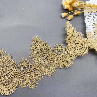 Bridal Lace Golden Braid Ribbon Embroidery Sewing Art Craft Wedding Accessories • £4.21