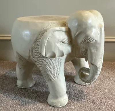 ELEPHANT Hand Carved Wooden Stool - Side Table - Plant Stand • $125