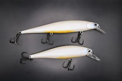 Lot Of 2 Custom Painted Lucky Craft Style Jerkbaits- Floating French Pearl OB • $9.50