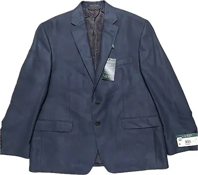 Lauren Ralph Lauren Classic Fit Blue Faux-Suede Sport Coat Blazer Jacket 44L • $52.99