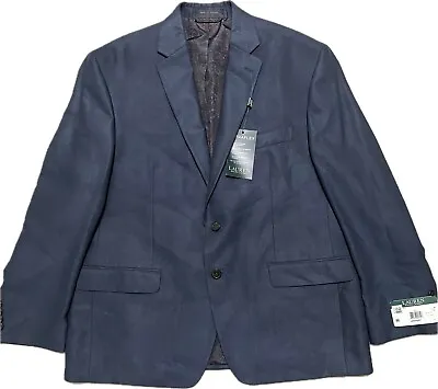 Lauren Ralph Lauren Classic Fit Blue Faux-Suede Sport Coat Blazer Jacket 46L • $52.99
