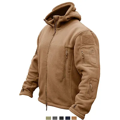 $43.98 • Buy Men's Army Jackets Military Tactical Hooded Full-Zip Up Fleece Casual Work Coats