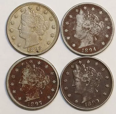 Liberty V Nickel 5c Lot Of 4 Tougher Date 1892 1984 1897 1899 #1 • $16.50