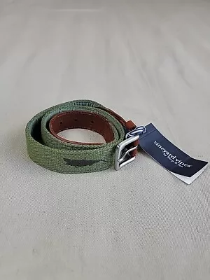 Vineyard Vines Belt Mens 32 Green Fish Embroidered Preppy Dad Church Buckle NEW • $24