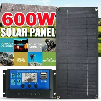 600w Solar Panel Kit For Home Car Caravan Boat 18V Battery Charger Controller • £38.99