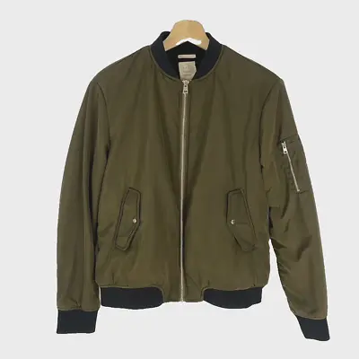 Zara TRF Bomber Jacket Size M Olive Green Womens Full Zip Coat Army Military • $44.99
