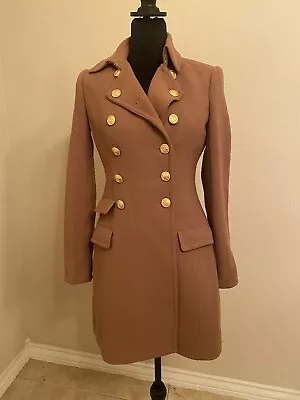 J. CREW CAMEL DOUBLE CLOTH WOOL TOWNHOUSE TRENCH COAT JACKET 0 (missing Belt) • $75