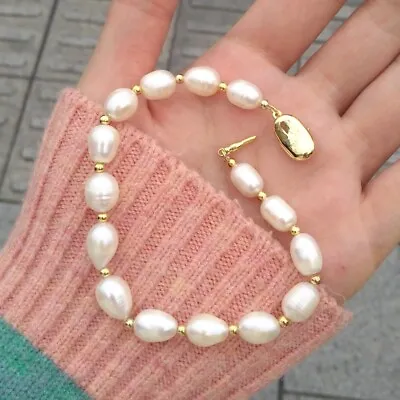 $18.99 • Buy Excellent AAA Jewelry Akoya White Natural Pearl Bracelet 7.5-8  Clasp