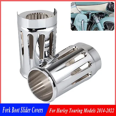 $56.98 • Buy Motorcycle Chrome Fork Boot Slider Cover Cow Bell For Harley Road King 2014-2022