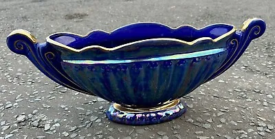 SADLER England Gondola Art Deco Mantle Vase Blue And Gold • £15