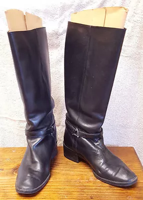 Amanda Smith Boots-494 Bridle-Womans 8.5 M-Black-Leather-1.5  Heel-w Box-Knee Hi • $42.49