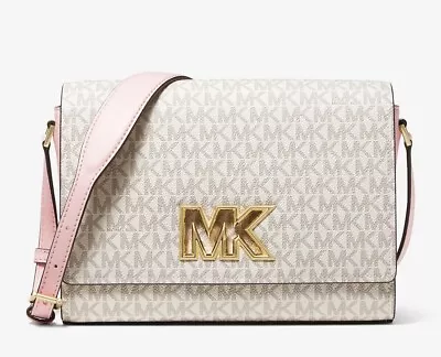 MICHAEL KORS Mimi Medium Leather Messenger Bag Vanilla / Gold • $89