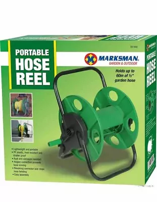 60m Garden Hose Reel Trolley Portable Water Pipe Free Standing Wall Mountable • £17.89