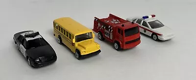 Lot Of 4 | Maisto Diecast Model Toy Car Truck Bus Miniature Police School Fire • $8.95