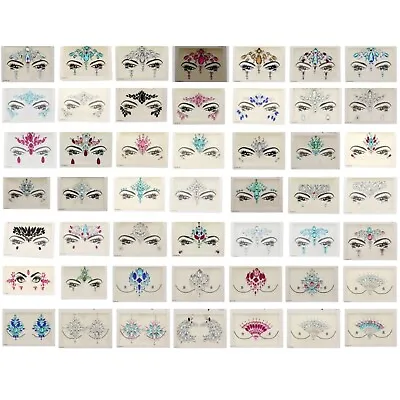 Face Gems Adhesive Glitter Tattoo Sticker Festival Halloween Party Body Make Up • £4.30