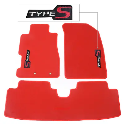 For 01-05 Honda Civic Floor Mats Carpets Red Nylon Front & Rear Set W/ TypeS • $56.04