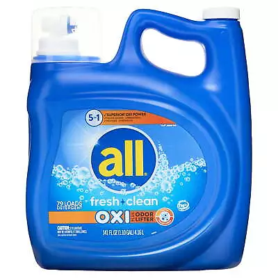 All Liquid Laundry Detergent Free Clear Odor Relief 141 Fluid Ounces 79 Loads.. • $10.37