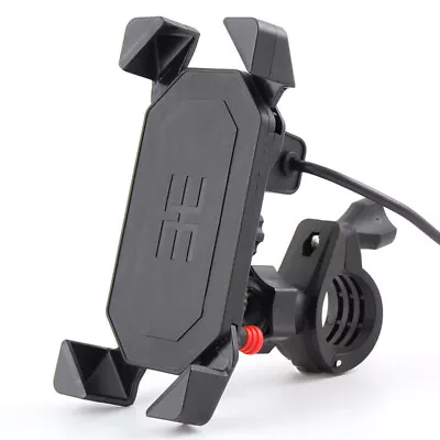 Motorcycle ATV UTV Cell Phone GPS Handlebar Mirror Mount Holder USB Charger US • $17.50