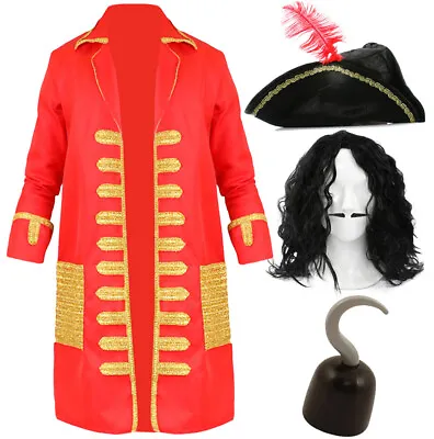 Mens Pirate Captain With Hook Costume Fancy Dress Adult World Book Day Teacher • £29.99