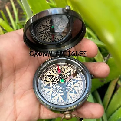 Vintage Brass 100 Year Callendar Compass Antique Pocket Gift Compass With Case • $38.26