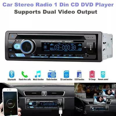 Auto Stereo Bluetooth Player MP3 USB LCD Display Digital Clock Radio 1 Din DVD • $85