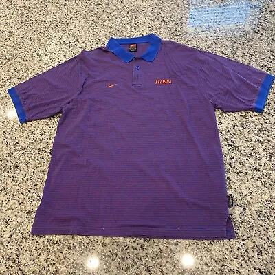 Nike Florida Gators Shirt Golf Polo Short Sleeve VTG Team Blue Orange Striped • $26.99